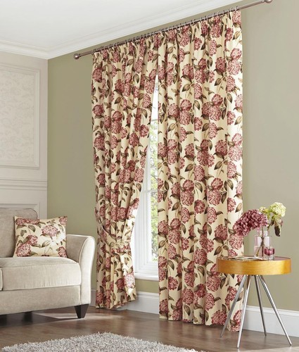 Cream pink floral pencil pleat - pink,