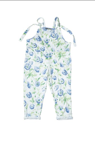 Blue floral print dungarees - blue,