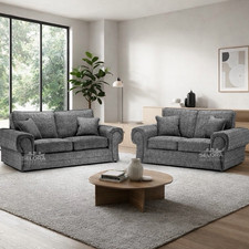 Oxford Grey Fabric Sofa Set 3