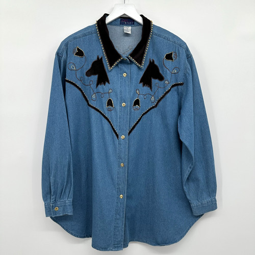 Vintage western denim top - denim,