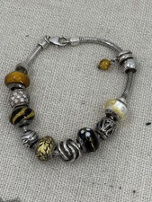 JAa LOVELINKS 925 SILVER Murano glass charm snake chain bracelet Aagaard