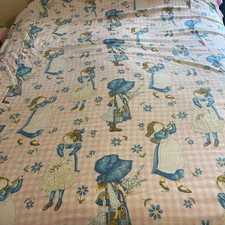 Vintage Holly Hobbie Pink Girl Twin Bed Bedspread Sheet Comforter Ruffles Read