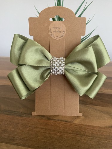 Sage green clip bow - sage,