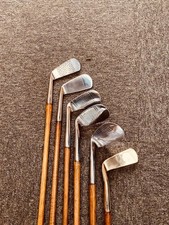 antique vintage hickory wood shaft golf clubs 5 irons & a putter Ideal for play