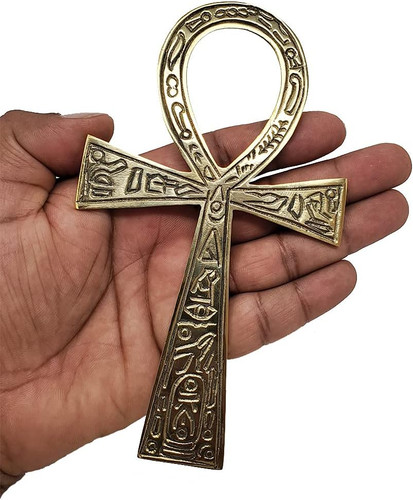 Solid brass ankh - brass, 6.25"