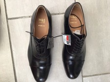 M&S Shoes Men's Wide Fit Black Leather Dress Shoes UK 9 Marks and Spencer Shoes