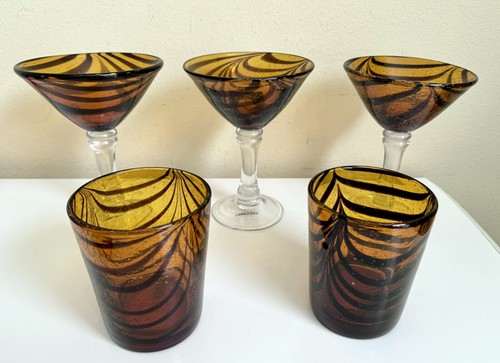 Set hand blown glass martini - set, 5