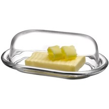 Large Clear Glass Butter Dish