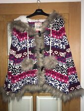 Falmer Heritage Peruvian Fairisle Style Hooded Cardigan Knitted Jacket Size 12