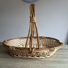 Oval Large Handled Vintage Wicker Basket Fruit Flowers Farmhouse Decor Prop