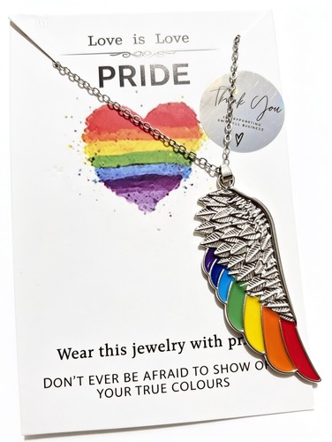 Rainbow pride necklace angel - rainbow,