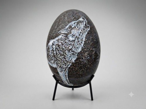 Vintage hand carved emu egg - hand-carved,