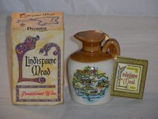 VINTAGE BOXED LINDISFARNE MEAD CERAMIC FLAGON MAPS DORSET STILL HAS CONTENTS 7cm