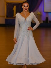 Ballroom/Smooth Competition Dance Dress Waltz Dress Tango Dress Crystals AB...