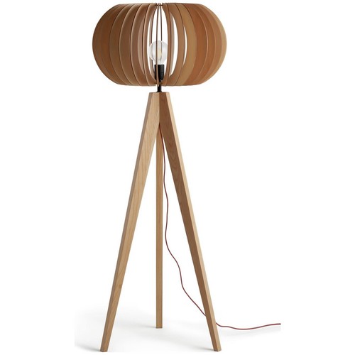 Floor lamp wooden tripod oak - floor,