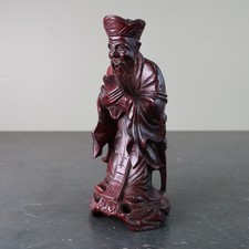 Vintage Chinese Carved Wooden Wenchang Wang Figure