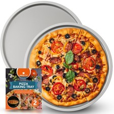 2pk Pizza Baking Tray 13 Inch Round Non Stick Dishwasher Safe Oven Kitchen Pan