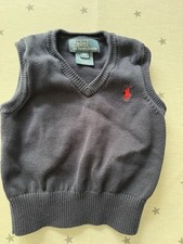 Classic Polo Ralph Lauren Navy Blue Sleeveless Jumper With Red Horse Age 9 Mths