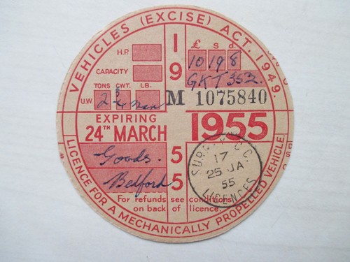 Tax disc old vintage - tax, vehicle