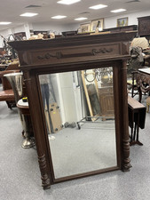 Large French 19th Century Overmantle Mirror with Carved Detail W: 100 x H: 132cm
