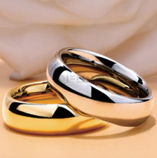 Women Men  Plain Silver Gold Band Titanium Steel Couple Engagement Rings 6 - 13