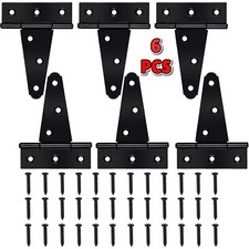 6 Pack 4" Black T-Strap Hinges