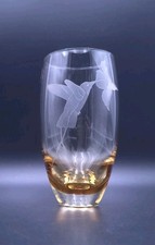 Caithness Glass Humming Bird Etched 17.5 cm Vase