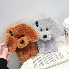 Cute Teddy Puppy Dog Warm Plush Fluffy Case Cover For iPhone 7 8 11 12 13 14 15