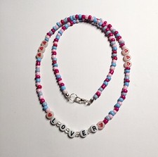 Taylor Swift Necklace LOVER Pink Blue Shades Glass Beads GLOW IN THE DARK