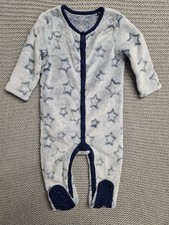 Mothercare Baby Boys  Fleece All in one Babygrow Aged 12-18 mths Blue Stars 