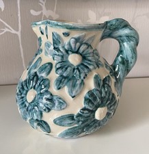 VINTAGE SIGNED CERAMIC DECORATIVE GREEN JUG: GORGEOUS! 