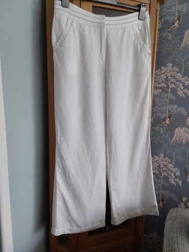 White linen mix trousers - linen, size