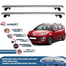 Roof Rack Cross Bars for Citroen C3 Picasso 2012-2016 2 Pcs Silver