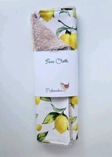 Handmade Face Wash Cloth Cotton & Bamboo Towelling 2 Layer Flannel Gift Lemons