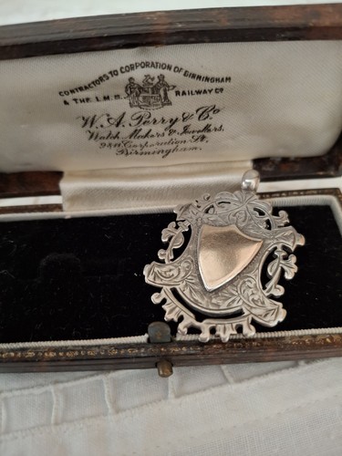 Antique silver watch fob with - antique,
