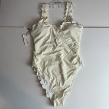 Vero Moda Women’s Cream Scallop Full Body Swimsuit Size UK 10 NWT