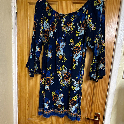 Evans navy floral long line - navy,
