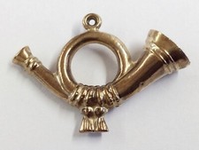 VINTAGE 9CT GOLD FRENCH HUNTING HORN CHARM 1963
