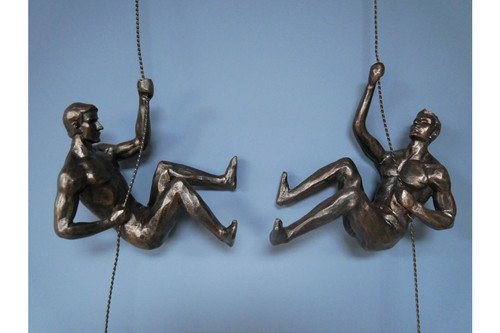Abseiling men bronze ornament - abseiling,