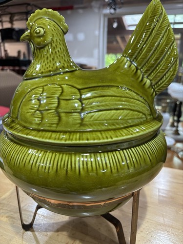 Vtg 1960 olive green hen - vtg,