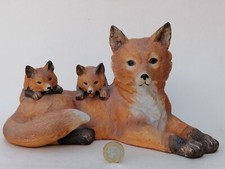 Fox Family Figurine By Leonardo Ceramic Large 27cm Long 15cm High