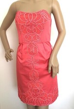 ASOS Premium Coral Bandeau Strapless Dress Boned Top  & Optional Straps Size 8