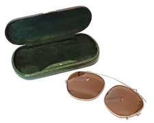 Vintage 1930s/1940s clipon pilot brown tint sunglasses with case