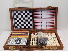 Vintage Travel Games - 6-in-1 - Chess Draughts Backgammon Dominoes Cribbage Card