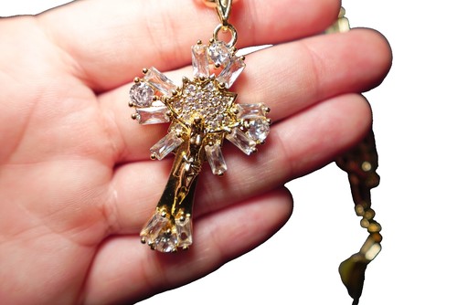 Gold tone jesus crucifix - gold-tone,