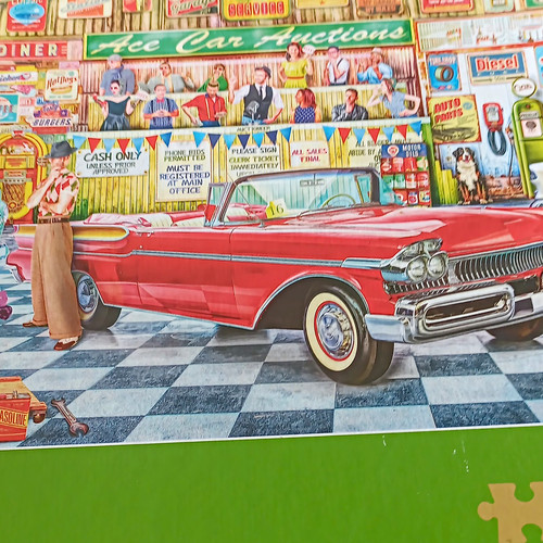 Classic car diner scene - car,