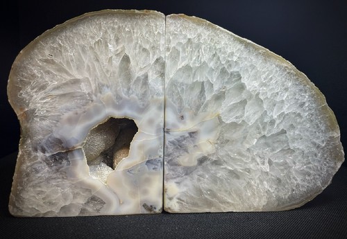 Pair polished druzy agate - pair,