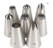 8pcs Piping Nozzles Set, Stainless Steel Icing Nozzles, Cream Cake Piping Tips