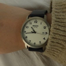 Boccia Titanium Watch 3544 Black Leather Strap Ladies 5 Bar Quartz Nonticking