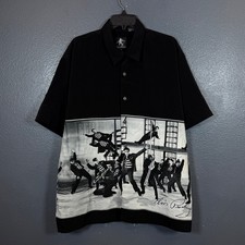 Dragonfly clothing L men’s black Elvis Presley vintage short sleeve button shirt